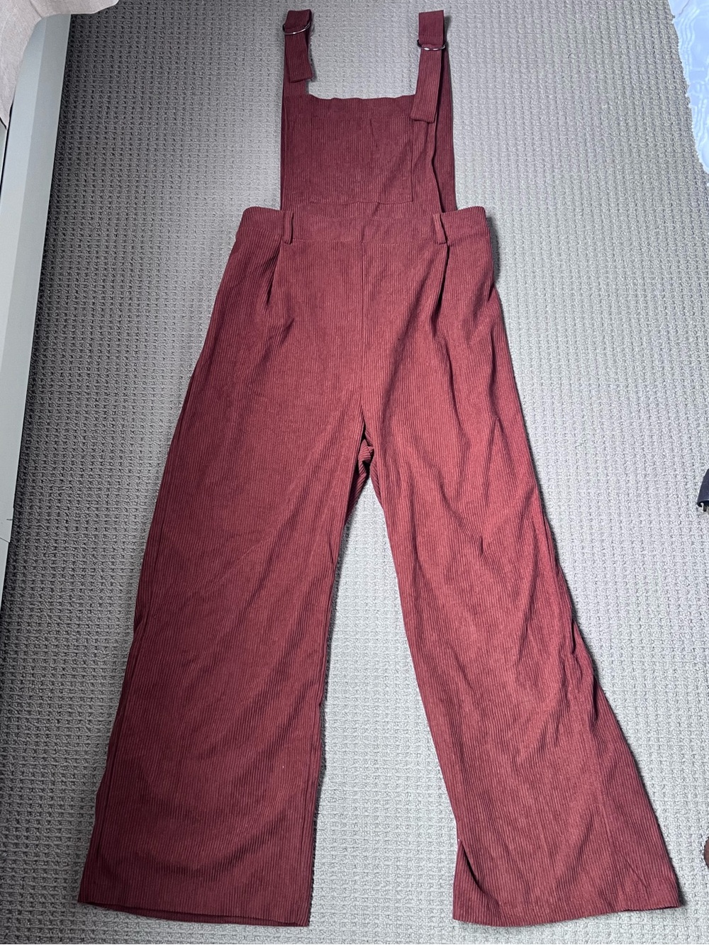Women's Wide-Leg Suspender Jumpsuit in Deep Burgundy